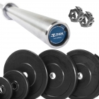 Bumper Paket 65kg med skivstång och skivstångslås
