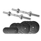 Paket med två hantelgrepp och 40 kg viktskivor i järn