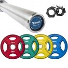 Skivstångsset 100 kg med färgade PU-vikter