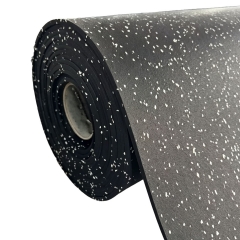 6mm tjockt Gummigolv på rulle 1 x 8m, Svart med vita flakes