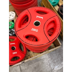 UTFÖRSÄLJNING-Thor Fitness Färgade PU Viktskivor Med Handtag 25KG