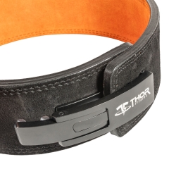 Tyngdlyftarbälte I Rejält Läder, Lever Buckle, Svart