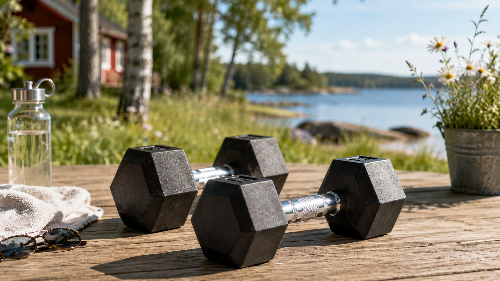hantlar med svensk sommar bakgrund