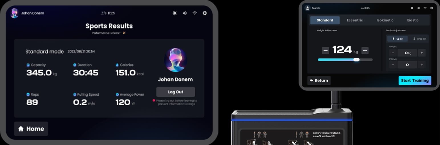 Displayer på Smart Gym från Nordic Fighter