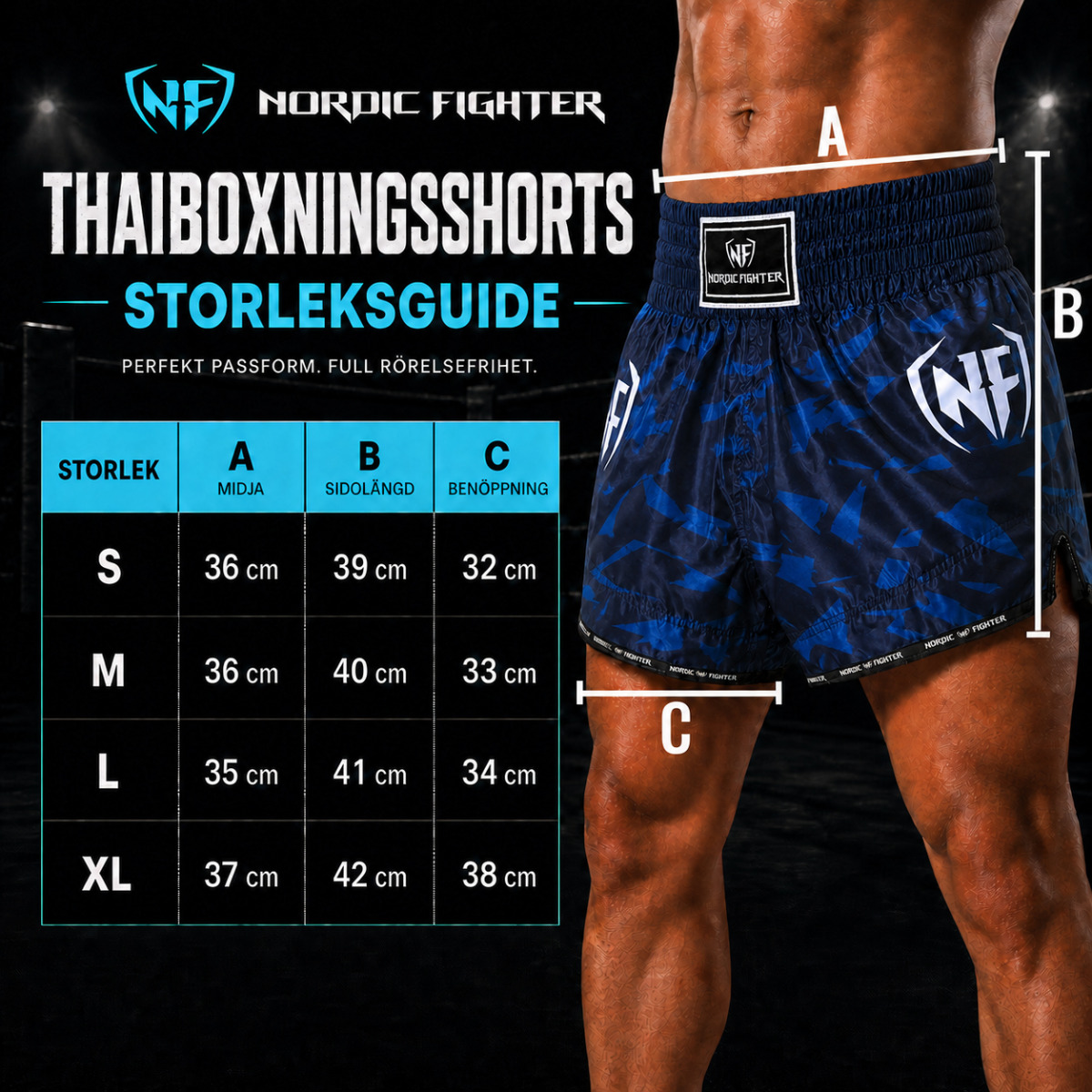 storlekstabell NF Thai Shorts Blue Camo