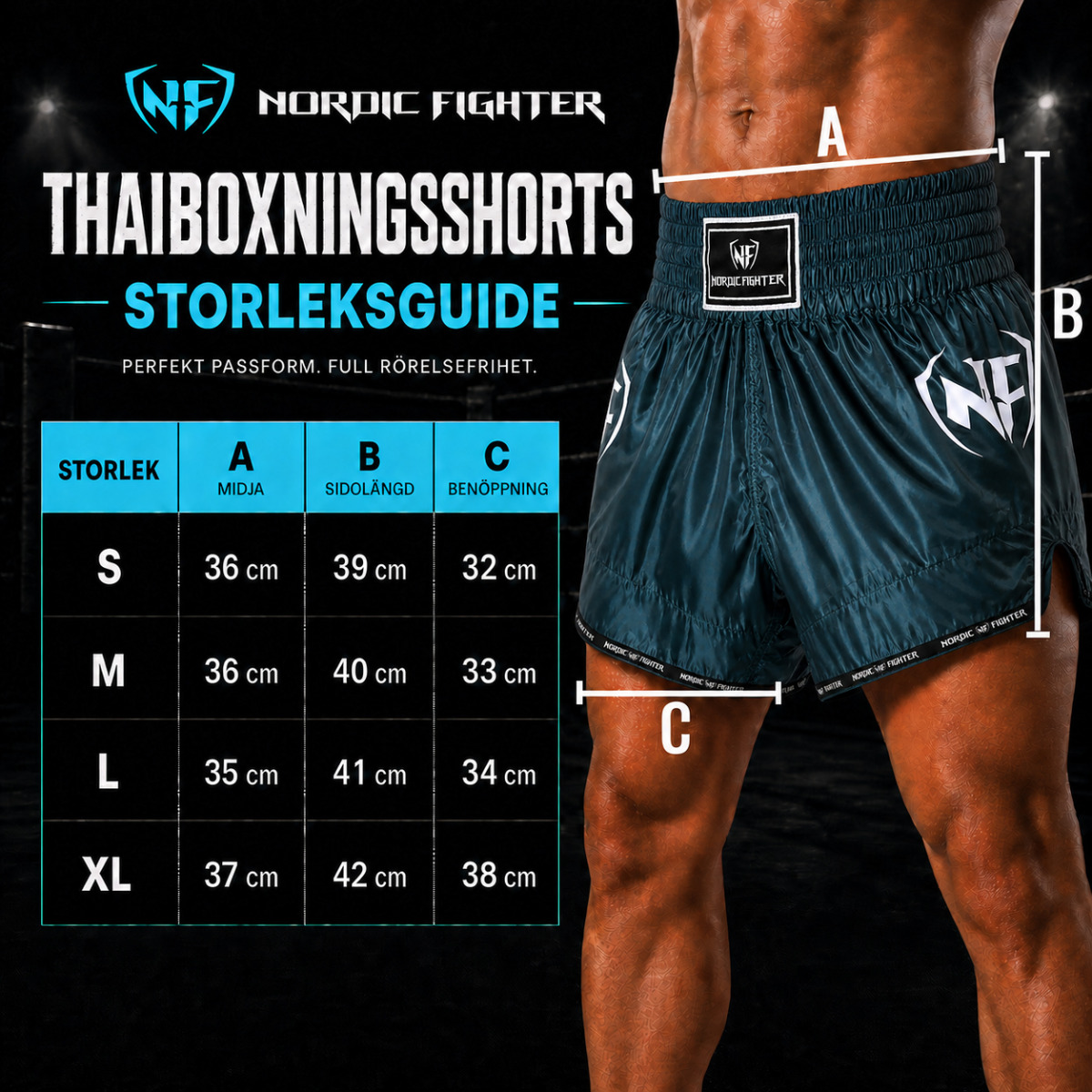 Storlekstabell nf thai shors white and blue